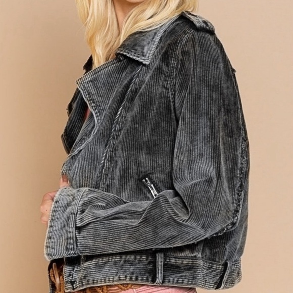 POL Easy Rider Lux Vintage Distressed  Corduroy Zip Front Moto Jacket Size M NEW - Picture 5 of 13